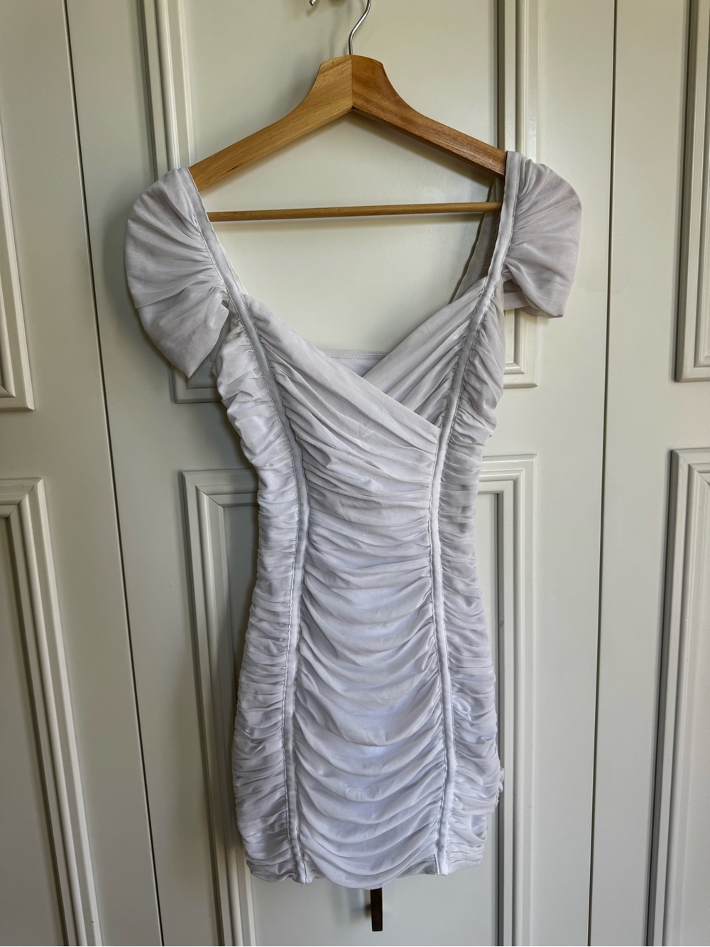 Oh Polly Ruched Mini Dress - Size 0 White